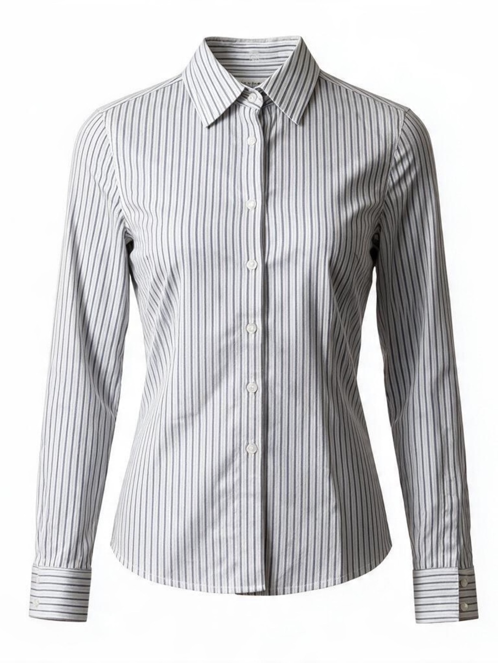 Banana Republic White Button-Down Shirt with Gray Pinstripes
